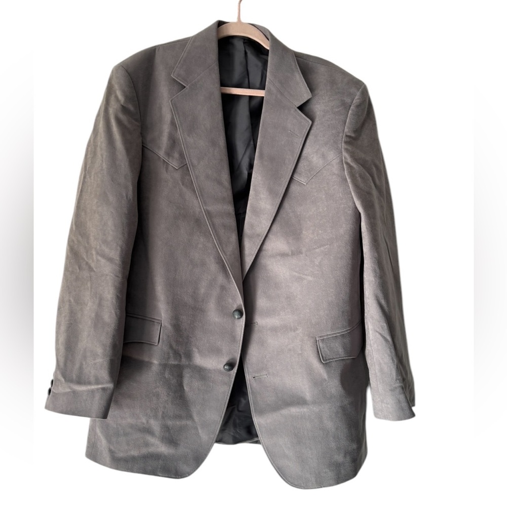 Vintage Reed St. James Western Wear Faux Suede Grey Yoked Rockabilly Blazer Coat